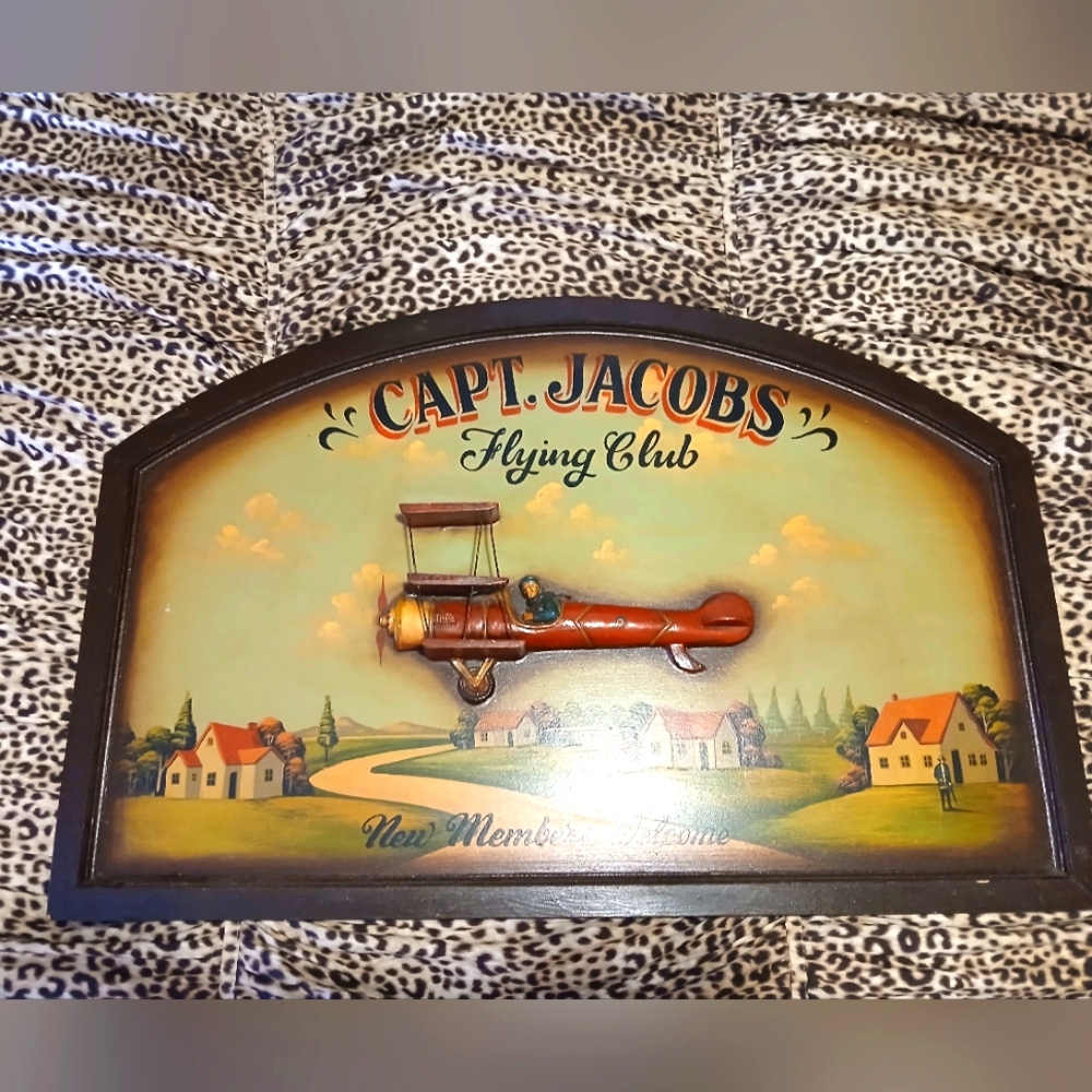 Flying Club Wall Decor with Brown and Cream Accents